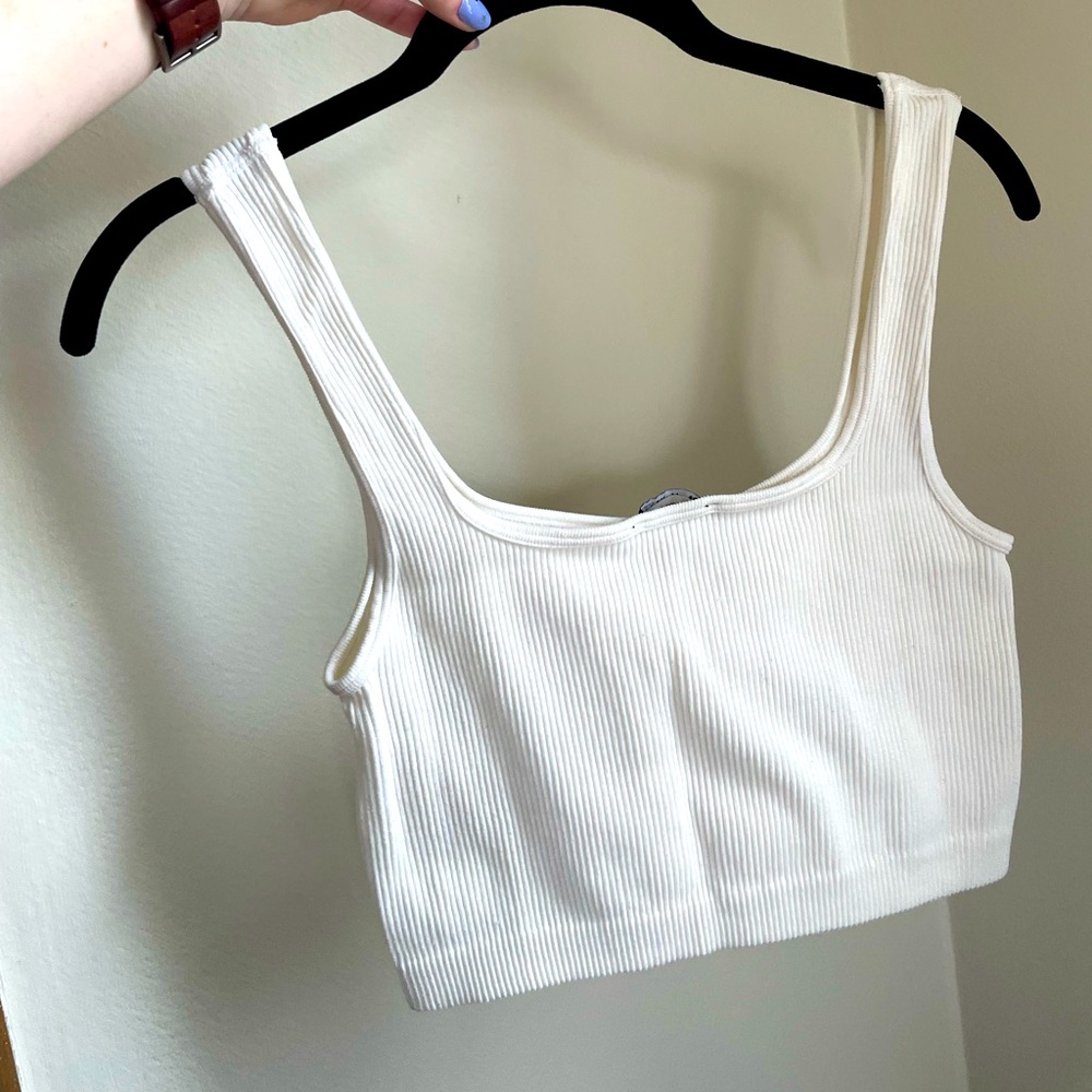 ZARA White Square neck Tank